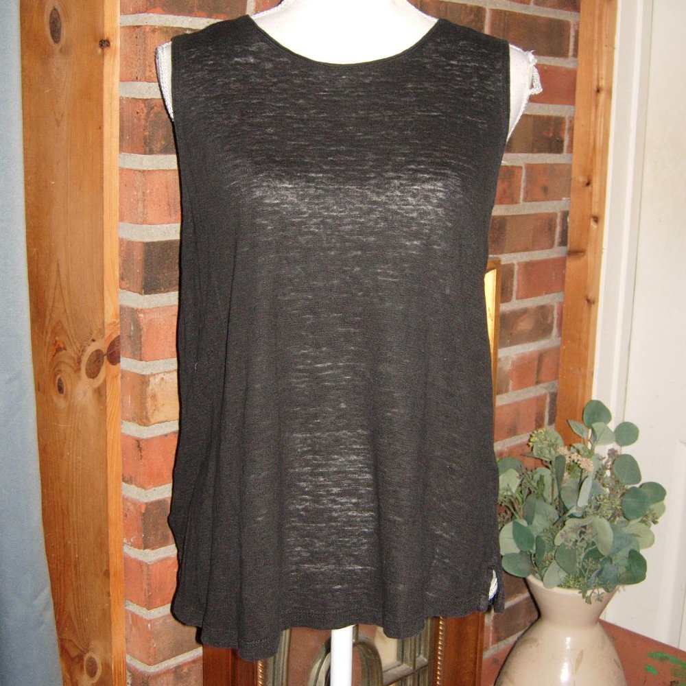 J. Jill 100% Linen Black Sleeveless Top S